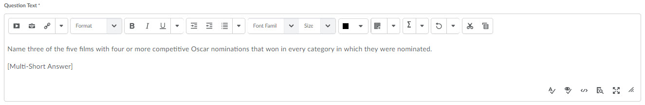 image of the question text for a multi short answer question