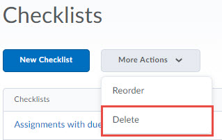 Image of the more actions button expanded with the delete option highlighted