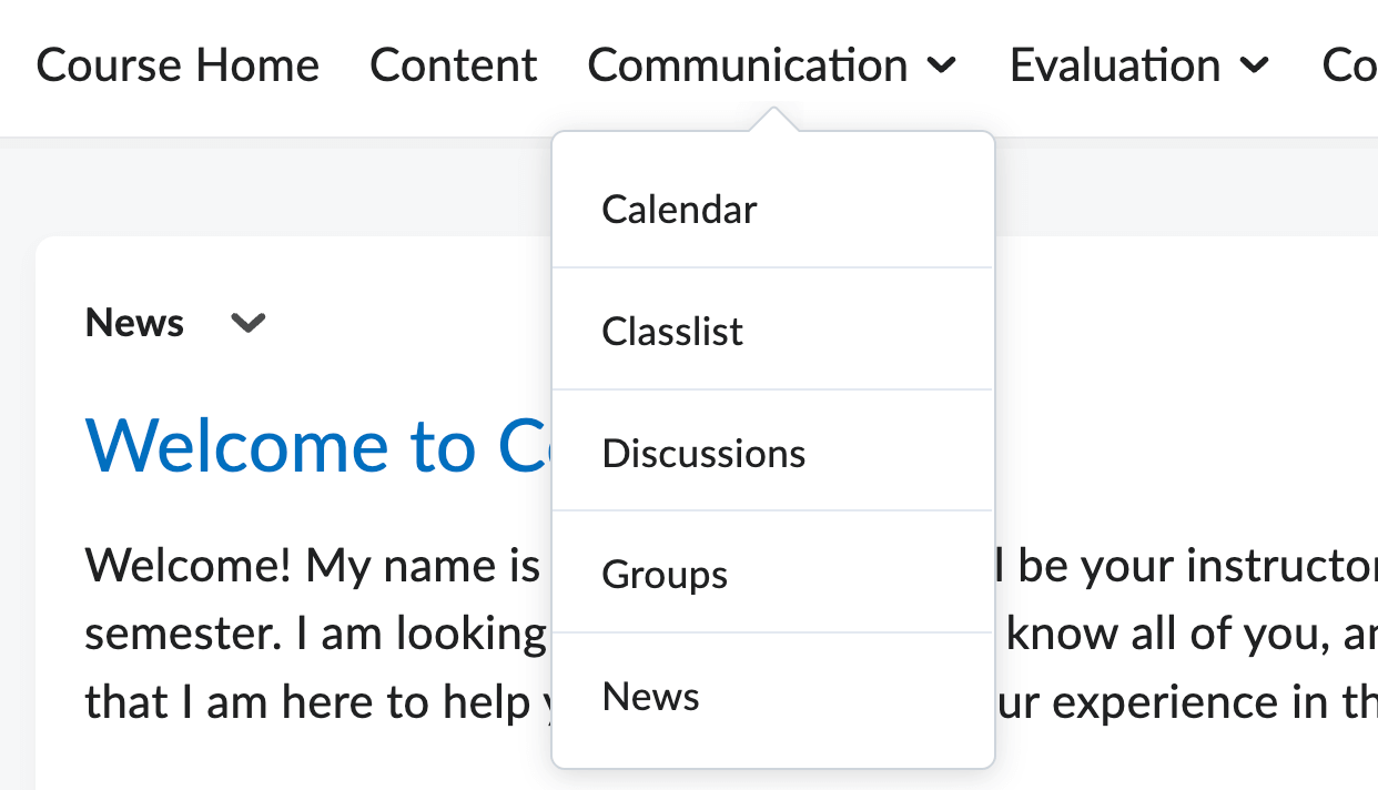 The classlist selection under communication on the course navbar
