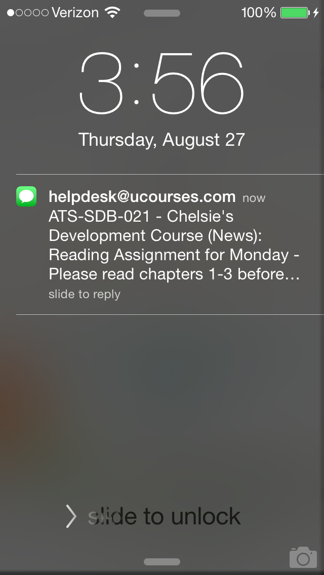 image of push notification on an iphone