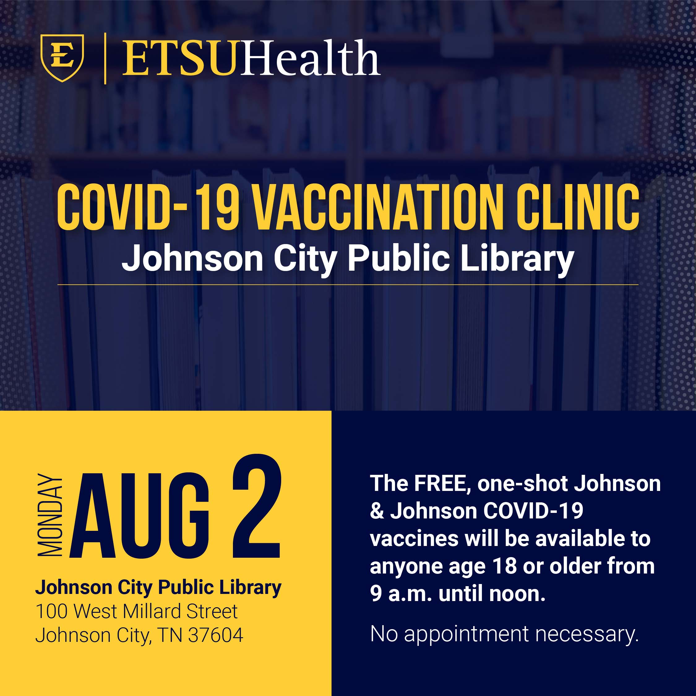 Etsu Health Hosting Free Covid 19 Vaccine Clinic At Johnson City Public Library