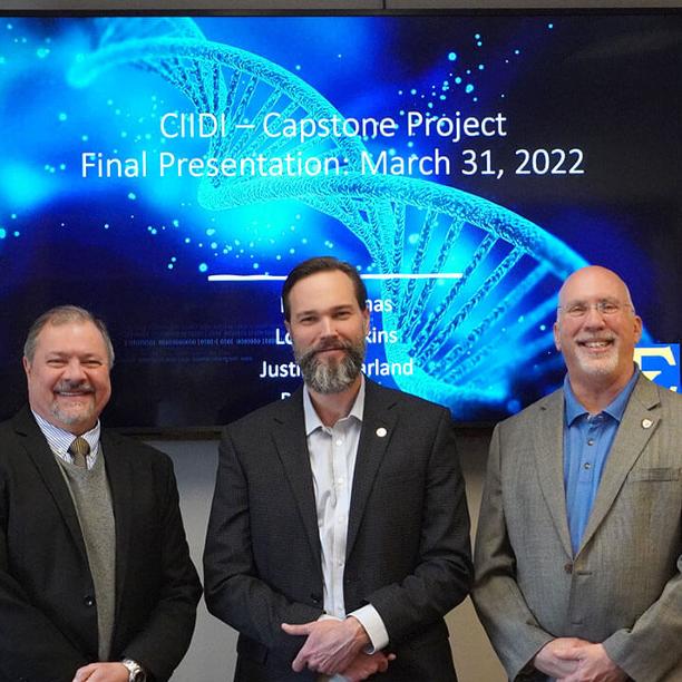Dr. Leon Dumas, assistant professor in the Department of Medical Education; James Adkins, director of the CIIDI Clinical Research Office; and Dr. William H. Heise, STRIVE program director, Department of Management and Marketing.