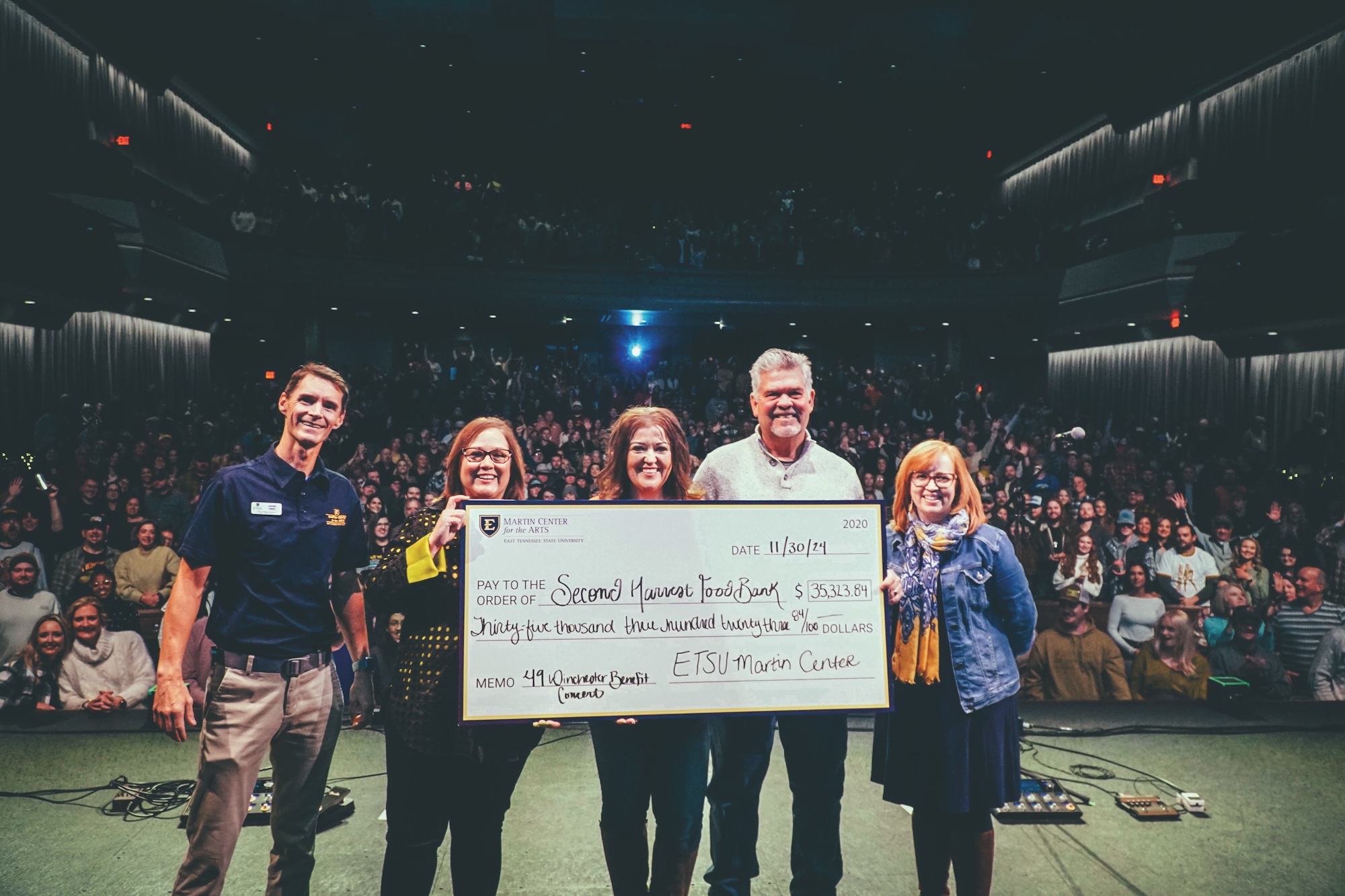 Photo of a road with severe flood damage surrounded by trees