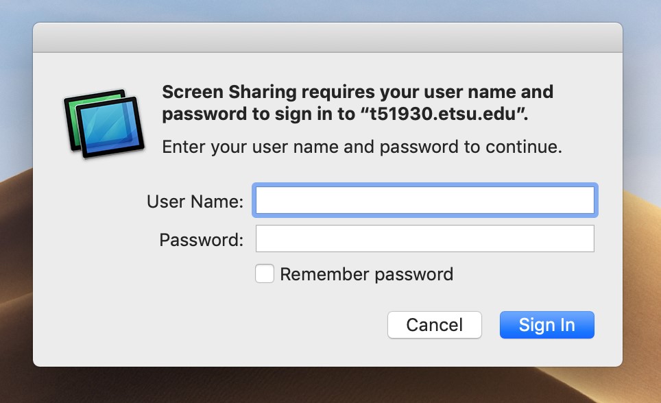 enter username and password