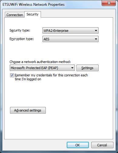 Registerkarte Sicherheit