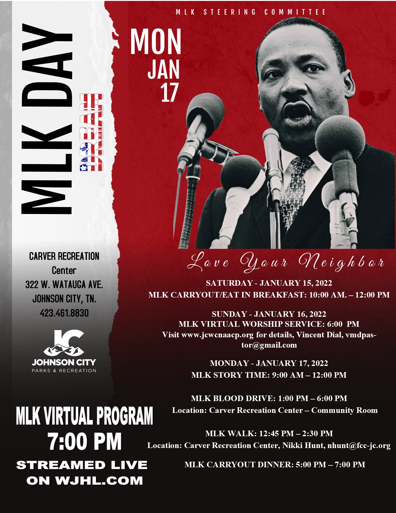 flier for carver rec MLK Day events
