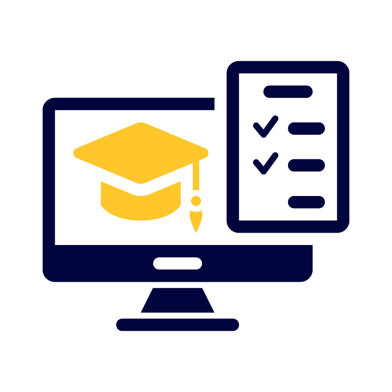 decorative image: computer screen with grad cap