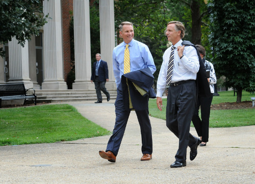 Governor Bill Haslam walks across campus with President Noland