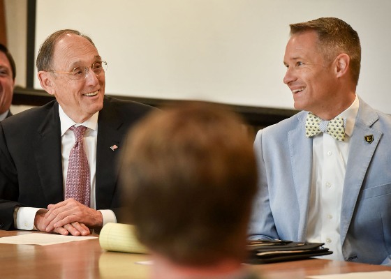 Congressman Phil Roe and Dr. Brian Noland share a laugh during TRiO Program presentation