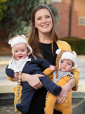 Dr. Diana Morelen of ETSU with her twin sons, Gunnar Rolf and Everett Macon.