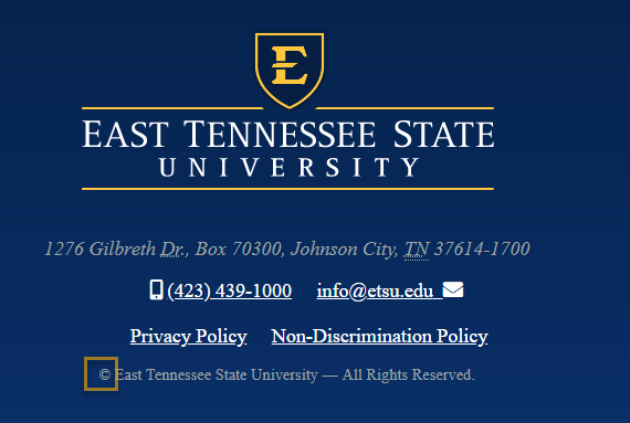ETSU Footer for log in