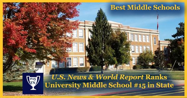 University Middle School Ranked 15 in State by U.S. News and World Reports