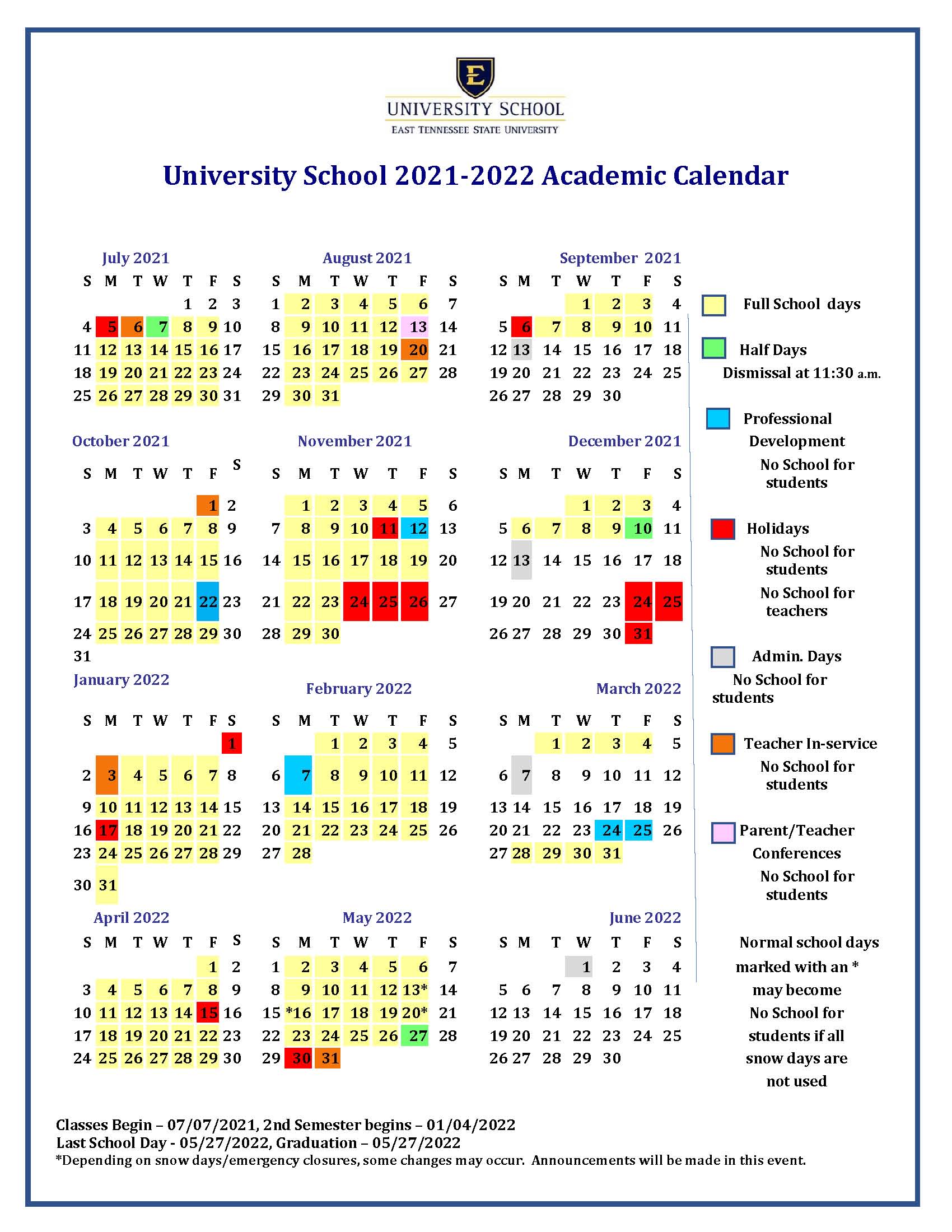 Etsu 2022 Calendar Academic Calendar Current Year