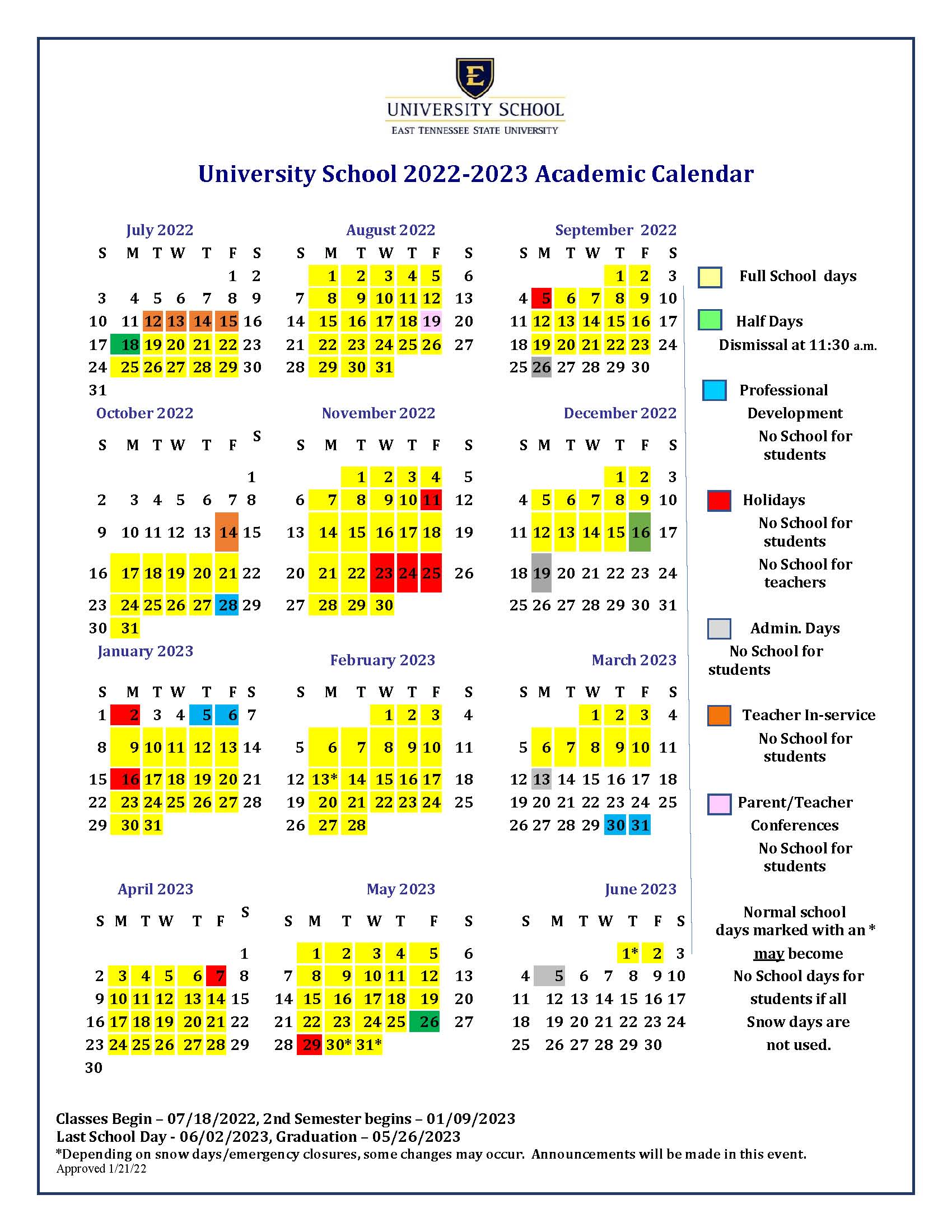 Etsu Calendar 2022 Academic Calendar For Next School Year