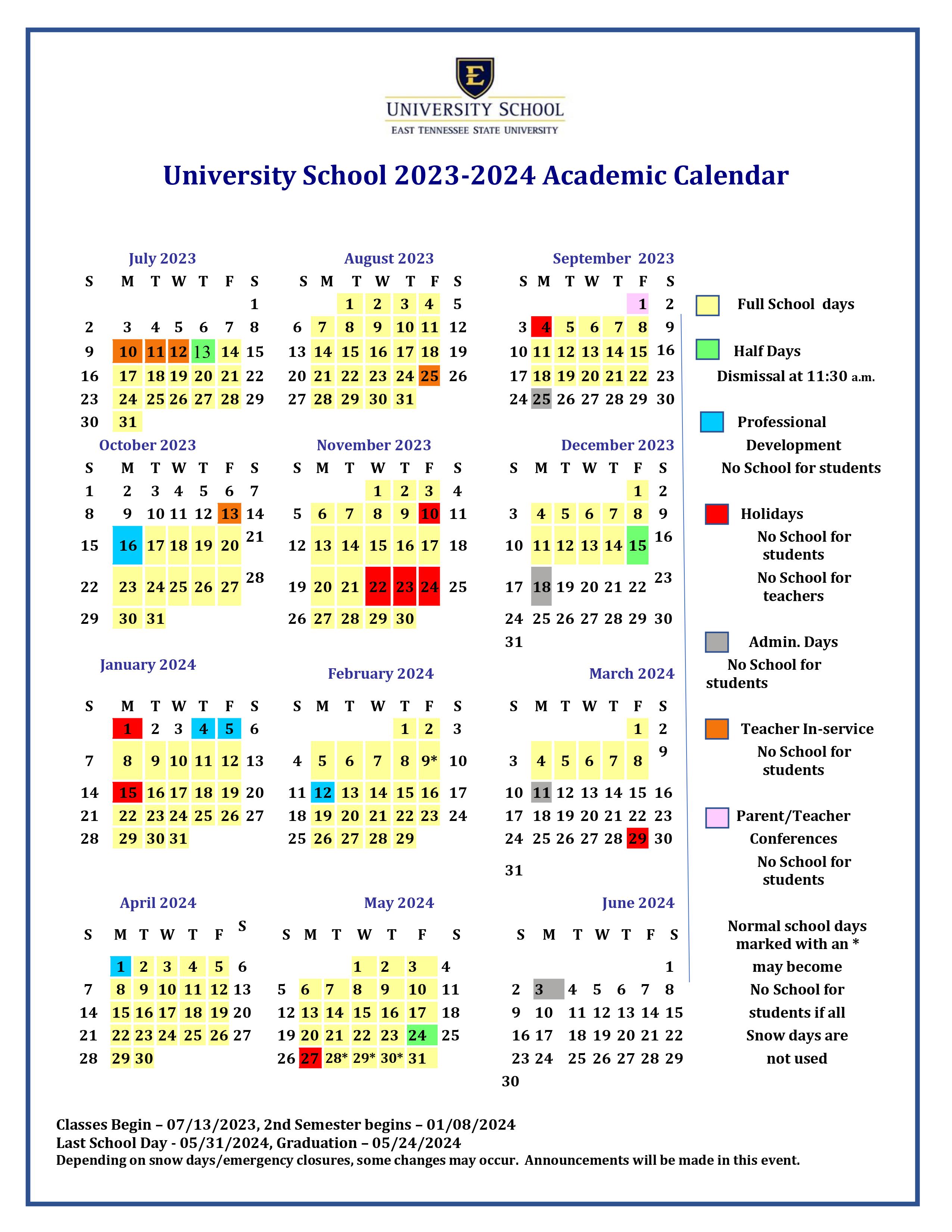 Academic Calendar for Next School Year