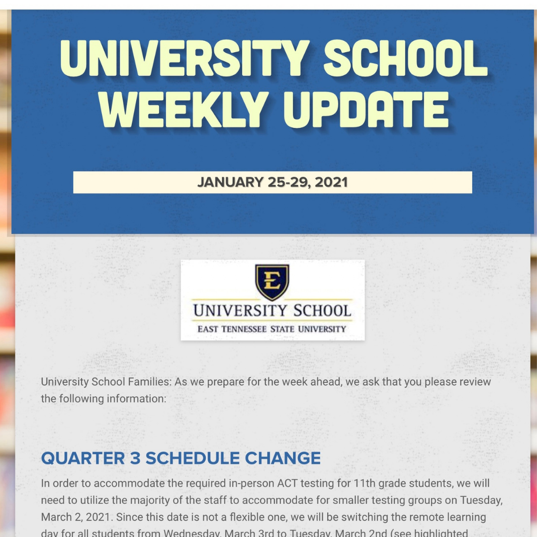 Photo for Weekly Update, January 25-29, 2021