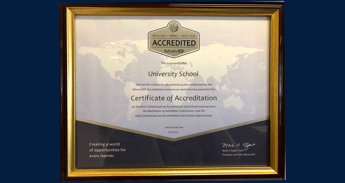 University School Receives Certificate of Accreditation